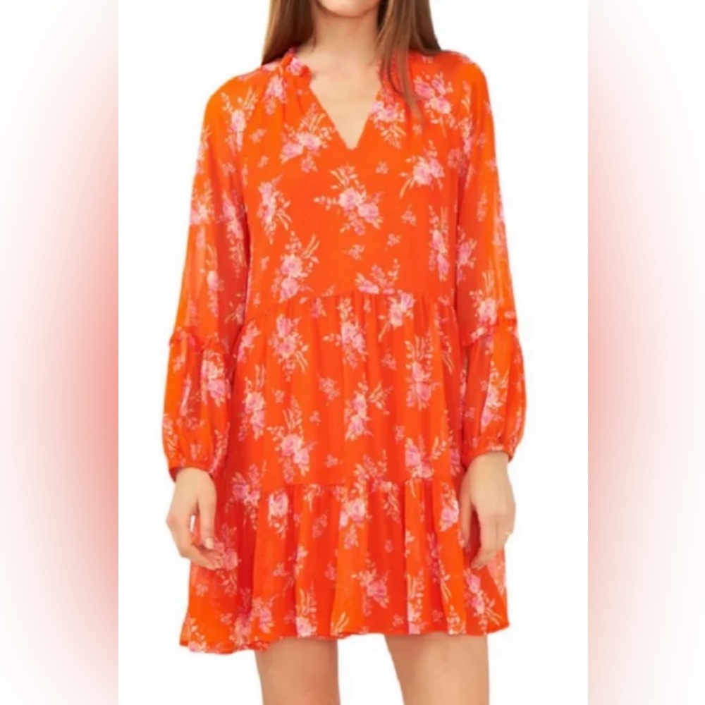 Vince Camuto Women's Lightweight Three Tier Mini Dress Orange NWT